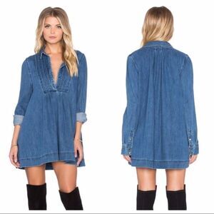 Free People Baby Blues Denim Tunic Mini Dress Size S